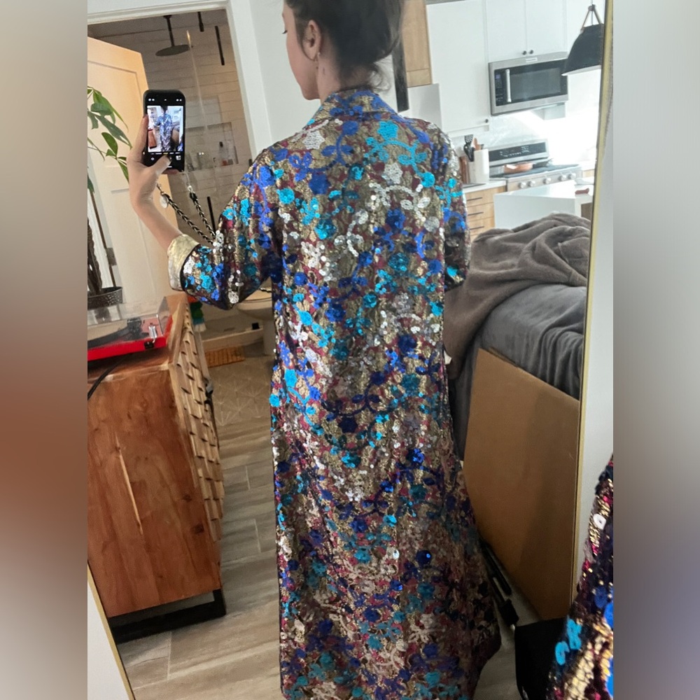 Custom made, XS, blue gold and silver party robe
